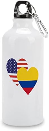 Kolombiya Amerikan Kalp Bayrağı Alüminyum Su Şişesi Kullanımlık seyahat bardağı Kahve kapaklı kupa Ev Ofis Spor Salonu