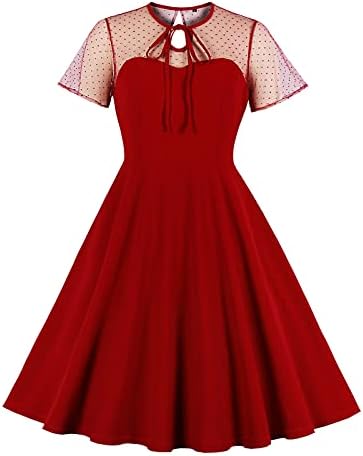 2022 Moda Gotik Elbiseler kadınlar için Polka Dots Nakış Anahtar Deliği Kravat Parti Midi Elbise Vintage Kokteyl Elbisesi