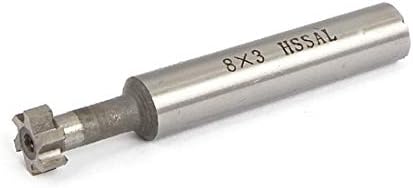 X-DREE 8mm Kesme Çapı 3mm Kesme Derinliği 6 Flüt Düz matkap delik T Yuvası End Mill(8mm Çap 3mm Derinlik 6 Flüt Düz