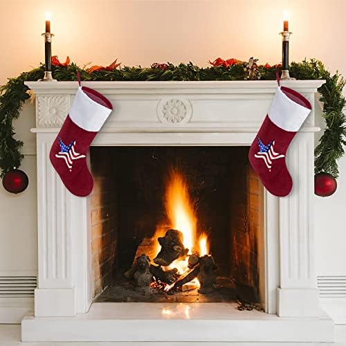 Amerikan Bayrağı Yıldız Noel Asılı Çorap Çorap Noel Ağacı Şömine Tatil ev Dekorasyonu