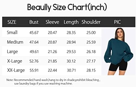 Beaully kadın Büyük Boy Crewneck Uzun Kollu Tişörtü Casual Katı Kazak Kazak Gömlek Tops