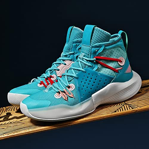CJSPORX Erkek basketbol ayakkabıları Moda Yüksek Top koşu ayakkabıları Hafif spor ayakkabılar Mavi Boyutu 8