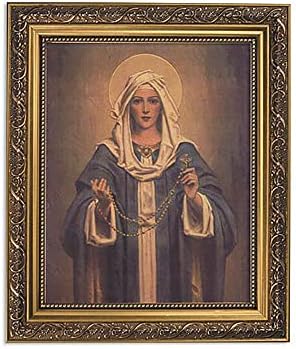 Hıristiyan Markalar İlham Çerçeveli Baskı Tesbih Meryem Ana, 11Wx135H, Kahverengi