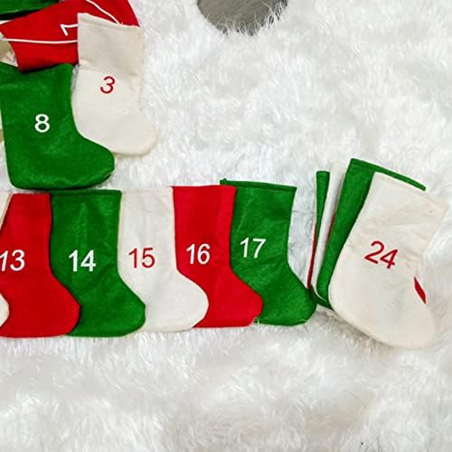 Noel Çorap 24 Adet (Sayılar 1 ila 24) kırmızı Yeşil Beyaz Çorap Noel Ağacı Süsleri Seti Temizle Kristaller El Sanatları