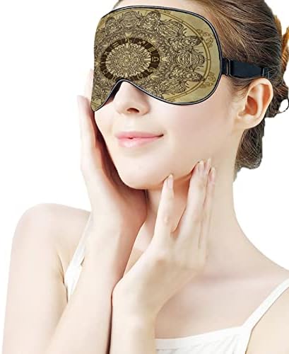 Vintage Süs Mandala Daire Burç Uyku Körü Körüne Maskesi Sevimli göz bandı Komik Gece Kapağı Kadınlar için Ayarlanabilir