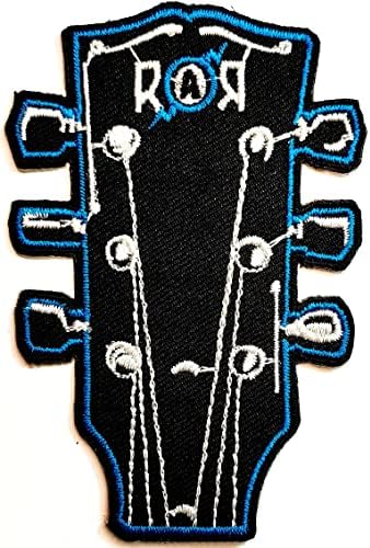 Kleenplus Elektro Gitar Demir on Yamalar Gitar Kafa Siyah Mavi Karikatür Çocuk Moda Stil İşlemeli Motif Aplike Dekorasyon
