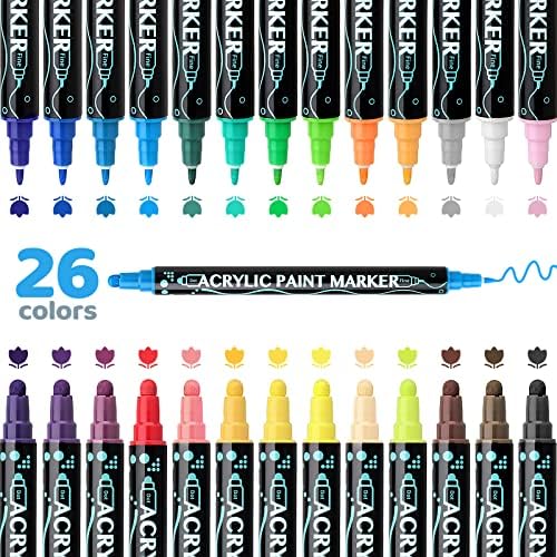 26 Renk Akrilik Boya İşaretleyiciler ve 8 Renk Eğrisi Vurgulayıcı Kalem Seti