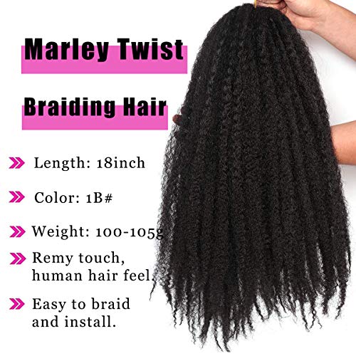 1 Paket 18 İnç Marley Örgü Saç Twists Marley Büküm Örgüler Saç Uzun Afro Kinky Marley Saç Kelebek Locs Tığ Saç (1B)