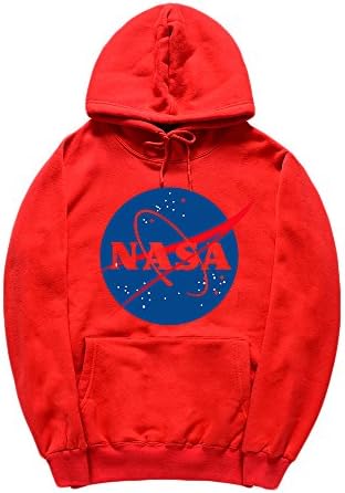CORİRESHA Moda NASA Logo baskılı kapüşonlu svetşört Sweatshirt Cepli (Standart Bedenden Küçük)