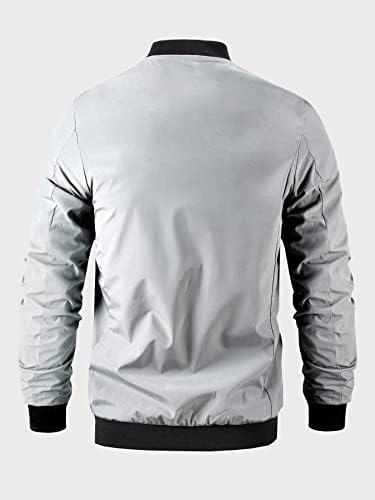 Xınbalove Ceketler Erkekler için Mektup Nakış Bombacı Ceket (Renk: Açık Gri, Boyut: Orta)
