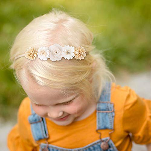 Bebek Kız çiçekli saç bantları Seti Elastik çiçekli saç bantları 6 adet Yumuşak Naylon saç bandı Yenidoğan Toddler