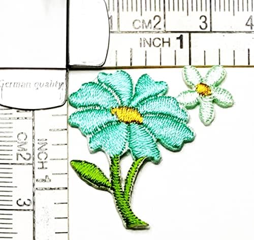 Kleenplus Mini Mavi Papatya Demir on Yamalar Çiçekleri Bitki Moda Stil İşlemeli Motif Aplike Dekorasyon Amblemi Kostüm