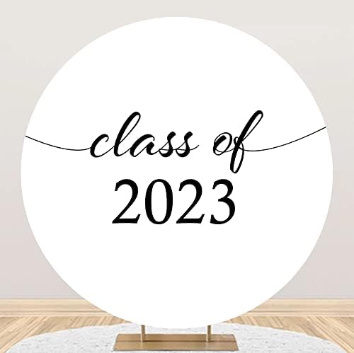 DORCEV Çapı 7ft Sınıf 2023 Mezuniyet Partisi Yuvarlak Zemin Kapak Beyaz Düz Renk Tebrikler Grad Fotoğraf Arka Plan