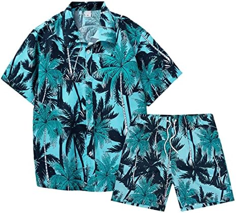 Stoota erkek Hawaiian Eşofman, rahat Kısa Kollu Düğme Aşağı Gömlek ve Kısa 2 Parça Tatil Kıyafetler Setleri Plaj Takım