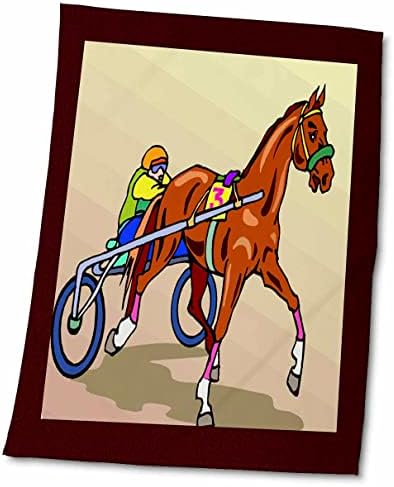 3dRose TDSwhite-At At İllüstrasyonları-Somurtkan Yarışçı At Sporları-Havlular (twl-285618-3)
