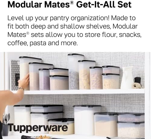 Tupperware Marka Modüler Mates 36 Parçalı Set (18 Kap + 18 Kapak) - Kiler için Hava Geçirmez Kuru Gıda Saklama - Bulaşık