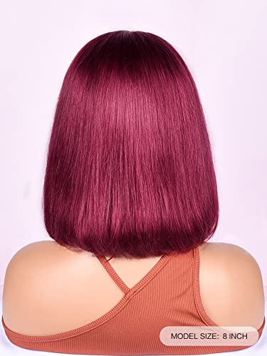 VDESC İnsan Dantel Peruk 4*4 Dantel Ön düz insan saçı peruk Siyah Kadınlar için ( Renk: 150 Yoğunluk 4 * 4 Kırmızı,