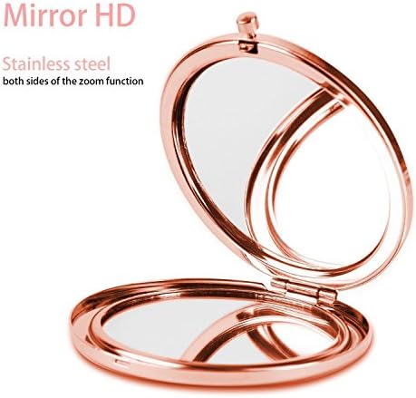 DemYing Kompakt Ayna Yuvarlak Gül Altın Makyaj Aynası Katlanır Mini Cep Aynası Taşınabilir El Aynası Çift Taraflı