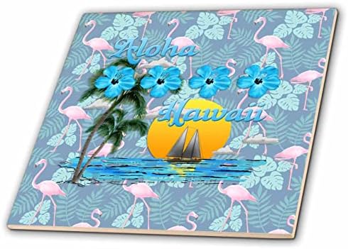 Aloha Hawaii tatil tasarımı için 3dRose Yelkenli gün batımı. - Fayans (ct_350704_1)