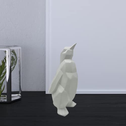 Rahat Saat Yaban Hayatı Koleksiyonu 7 Penguen Masa Dekoratif Heykelcik, 3D Kağıt Katlama Etkisi Bitirmek, Beyaz, Polyresin