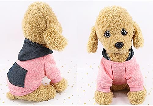 Küçük Köpek Elbise Kazak Pet Sonbahar ve Kış Kazak Eşleştirme Kapşonlu İki Bacaklı Polar Sıcak Cep Giyim Ekstra Küçük