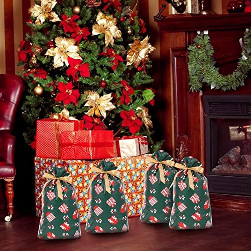 Amosfun Noel Şeker Çanta Şerit İpli hediye keseleri Merry Christmas ikram çantaları Çanta Doğum Günü Tatil Aperatif