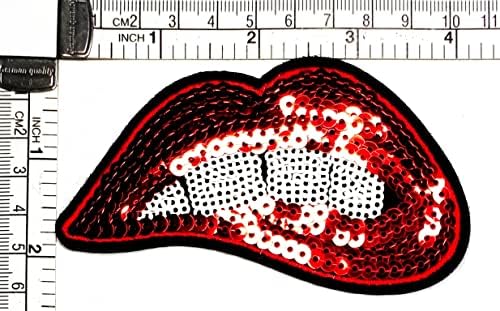 Kleenplus 3 adet. Sequins kırmızı Dudaklar öpücük Ağız Yamalar Sticker Sanat Güzel Isırma Dudaklar Kız Karikatür Yama