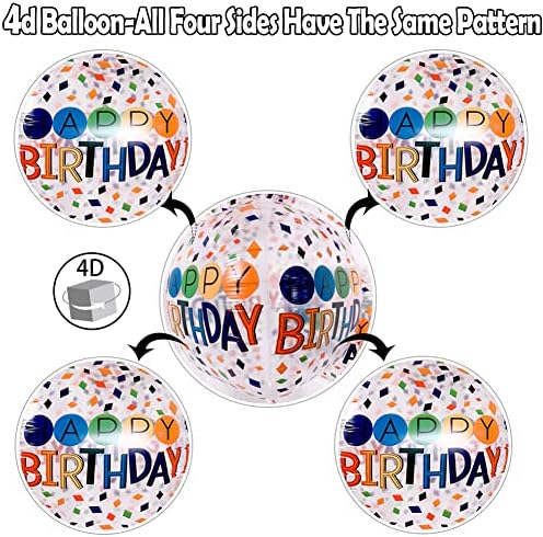 4D Balonlar, Renkli Mutlu Yıllar Mylar Balonlar, 22 İnç Şeffaf Yuvarlak Gökkuşağı Folyo Balonlar, Doğum Günü Süslemeleri,