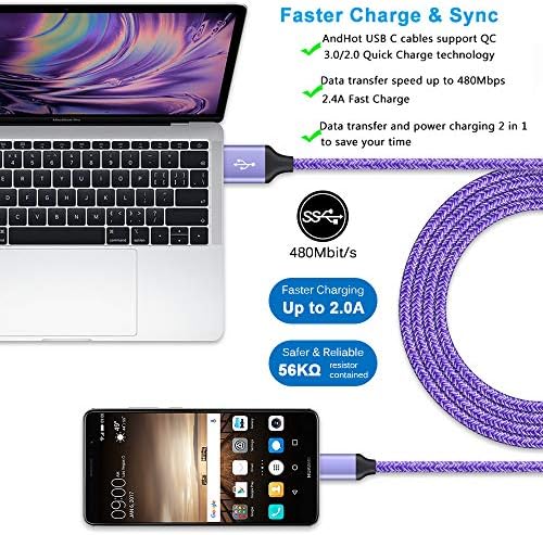 C tipi Şarj Cihazı Hızlı Şarj USB C Kablosu Samsung Hızlı Şarj Tipi C Android Kabloları 6FT 5 Paket Samsung S23 S23+