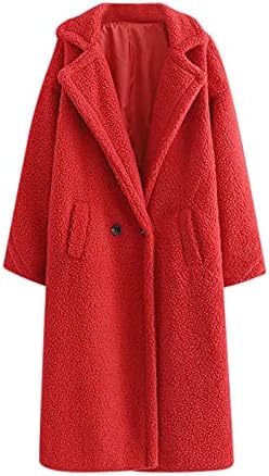 PRDECEXLU Ofis kışlık ceketler kadın Sevimli Uzun Kollu Boy Kutulu Fit Ceket Katı Yaka Kalın Sıcak Cep Mont