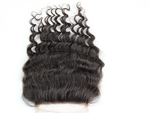 DaJun 6A Ağartılmış Knot Saç Dantel Kapatma 5 5 12 Perulu İşlenmemiş Saç Derin Dalga Doğal Renk (marka: DaJun)