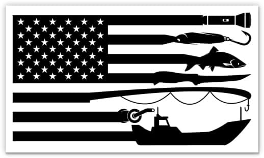 Amerikan Bayrağı Balıkçılık Sticker-3 laptop etiketi Su Geçirmez Vinil Araba, Telefon, Su Şişesi Balıkçı Bayrağı Fener