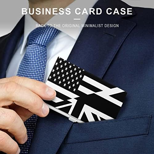 Beyaz Ve Siyah İngiliz Ve ABD Bayrağı İş kimlik kartı tutucu İnce Durumda Profesyonel Metal kartvizit düzenleyici