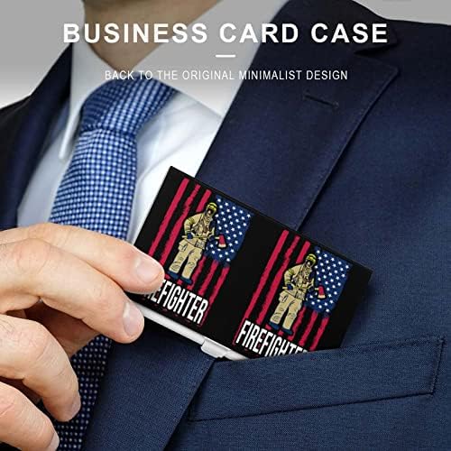Amerikan İtfaiyeci Bayrağı İş kimlik kartı tutucu İnce Durumda Profesyonel Metal kartvizit düzenleyici Cep