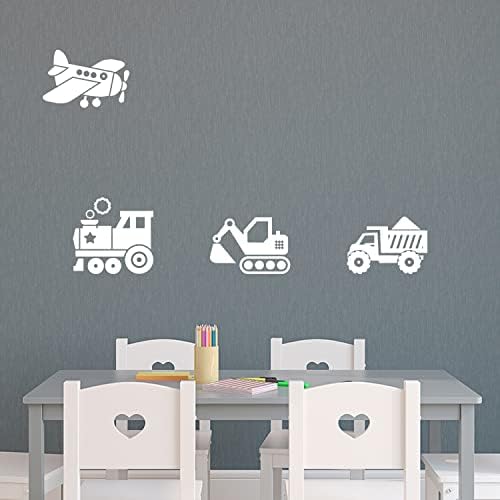 4 Set Vinil Duvar Sanat Çıkartması - Ulaşım-18.3 x 25.5 - Modern İlham Sevimli Tasarım Sticker için Çocuk Yatak Odası