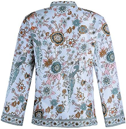 Andongnywell kadın Baskılı Düğme Aşağı Uzun Kollu Casual Gömlek Hırka Şifon Gömlek Bluz Tunikler