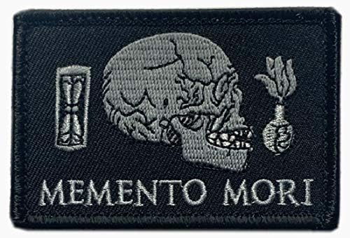 Memento Mori İşlemeli Yama [3,0 X 2,0 inç - Kanca Bağlantı Elemanı Desteği-MM7]