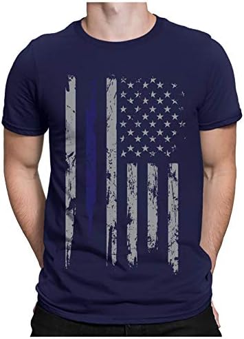EELHOE Tatil Gömlek Erkekler için Kısa Kollu Vatansever Amerikan Bayrağı Yuvarlak Boyun Yaz Plaj erkek grafikli tişört