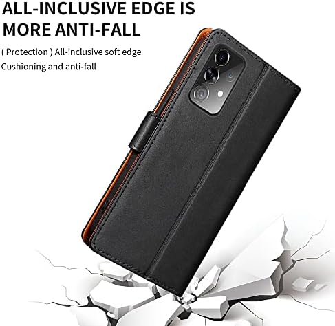 ıWEOCO Samsung A53 5G Kılıf Cüzdan Hakiki Deri Flip RFID Engelleme Kickstand ile Güçlü Manyetik Toka Kapatma Nakit