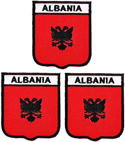 Kleenplus 3 adet. 2. 6X2. 3 İNÇ. Arnavutluk Bayrağı Yama Bayrağı Ülke Ulusal Yamalar DIY Ceket T-Shirt Kot Şapka Kostüm