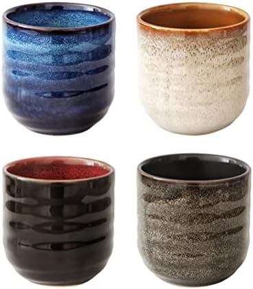 Luxshiny Yemek Setleri Gereçler Seti Gereçler Seti Vintage çay fincanları 4 adet Seramik Çay Fincanı Japon Tarzı çay