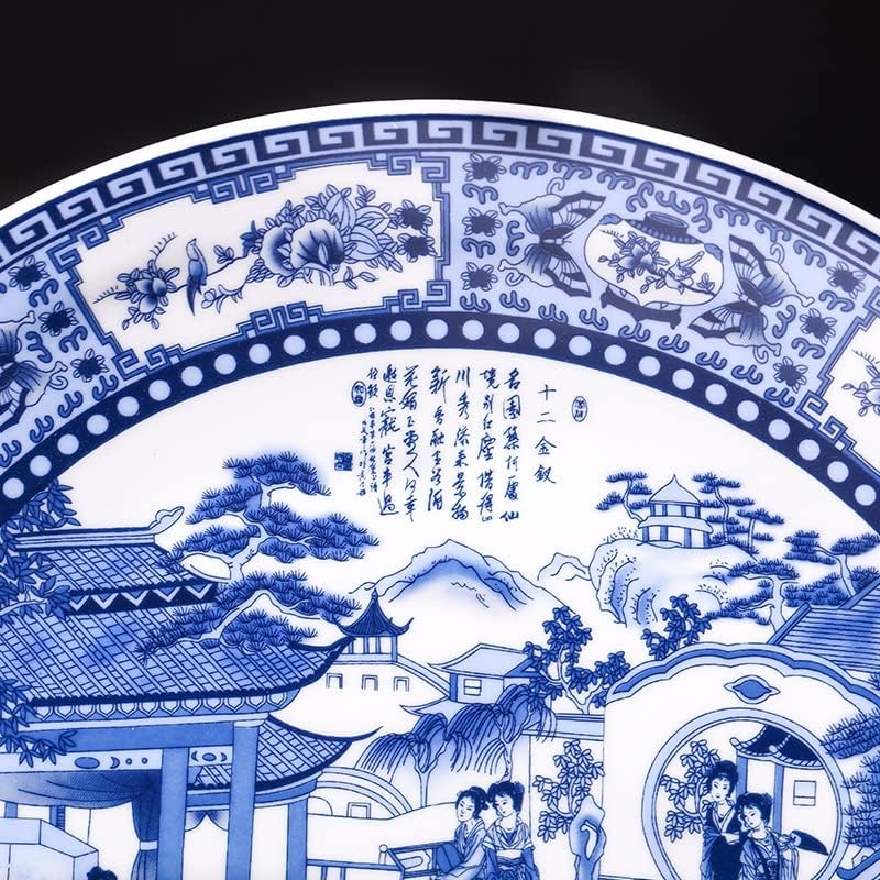LDCHNH Porselen Antika Porselen Asılı Plaka Dekoratif Levha Süsleme Yeni Çin Tarzı Oturma Odası Dekor