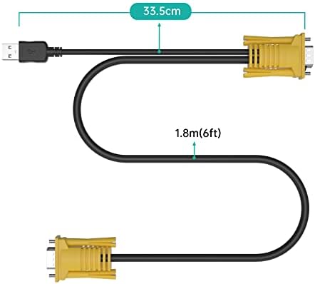 MT-VIKI 2'si 1 arada USB VGA KVM Kablosu USB KVM Anahtarı VGA için 1,8 m (6ft)