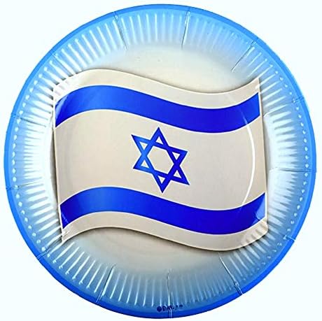 Judaica Kağıt Tabaklar İsrail Bayrağı Çocuk Atzmaut 10'lu Paket