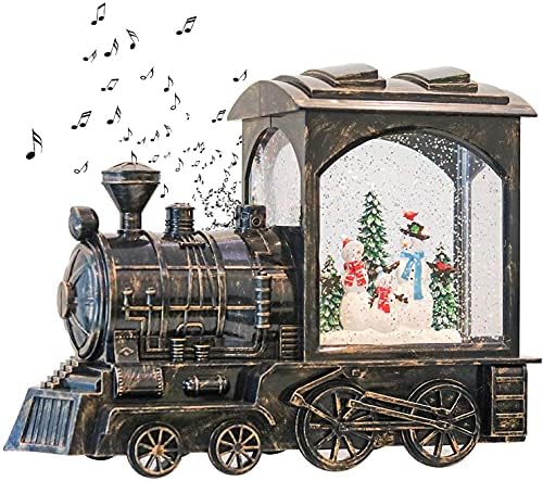 GenSwın Noel Kar küresi Fener Tren Su Dönen Glitter ile 6 H zamanlayıcı, Müzikal LED ışıklı Pil kumandalı Noel Baba