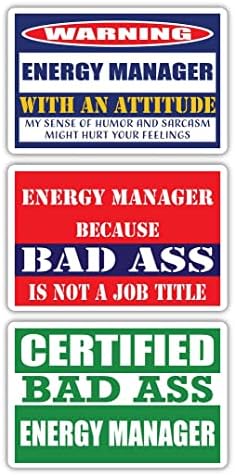 (x3) sertifikalı Kötü Eşek Enerji Yöneticisi ile Tutum Çıkartmalar / Komik Meslek İş Kariyer Hediye Fikri / 3M vinil