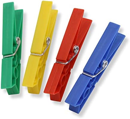 Bal-Can-Do Ağır Gullwing Kurutma Rafı, Beyaz Metal ve Renkli Plastik Clothespins, 100-Pack