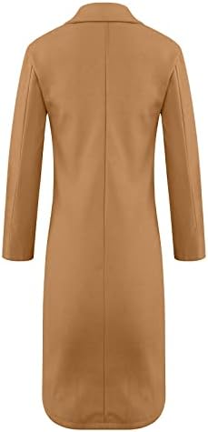 TWGONE kışlık ceketler Kadınlar İçin Moda Şık Uzun Katı Kruvaze Uzun Kollu Cepli Ceket Dış Giyim Cepli