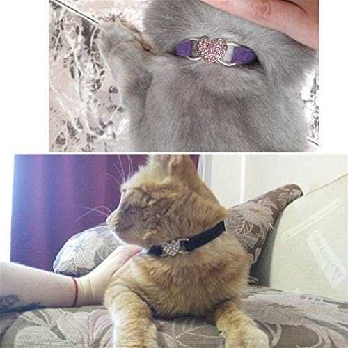 Tasma Kalp çekicilik ve çan kedi yaka Emniyet elastik yumuşak kadife malzeme ile ayarlanabilir ev hayvanı ürünü Küçük