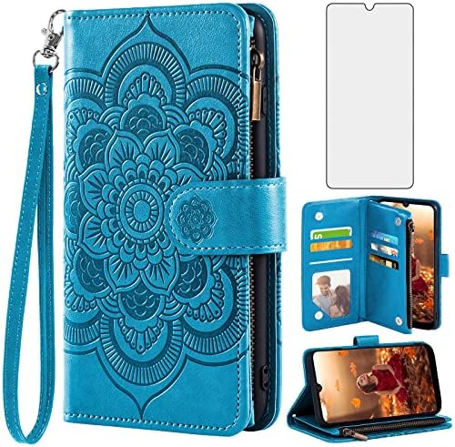 Asuwish Telefon Kılıfı için Wiko Binmek 3 Cüzdan Kapak ile Temperli Cam Ekran Koruyucu ve Çiçek Deri Flip Kredi kartı